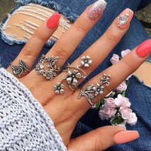 Vintage Floral Rose Flower 4 Piece Ring Set - £11.71 GBP