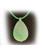 Green Jasper Necklace Leather Cord Sterling Silver Wire Wrap Unisex Man ... - $43.40 CAD