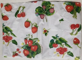 Vinyl Flannel Back Tablecloth, 60&quot; Round, BERRIES, STRAWBERRIES &amp; MORE, ... - £12.40 GBP