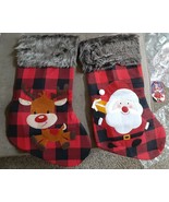 4 Pack Christmas Stockings 19&quot; Buffalo Red Plaid with Plush Faux Fur Cuf... - $15.57 CAD