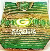 Green Bay Packers Football Woven Knit Drawstring Backpack Tote Bag Boho ... - £26.66 GBP