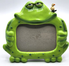 Russ Green Frog Shaped with Bird Ceramic Picture Frame  6&quot; Tall - £17.25 GBP
