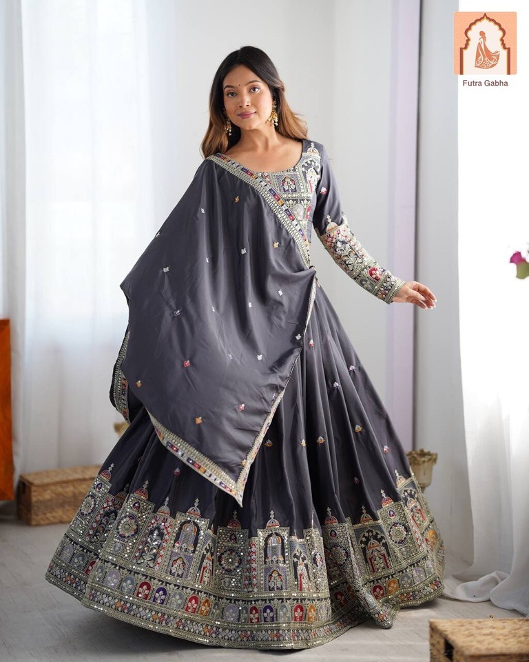 Midnight Enchantment: Luxurious Black Lehenga Choli for Royal Appearances - $63.75