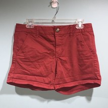 American Eagle Shorts Womens 6 Stretch Midi Chino Flat Front Red Ladies - £12.49 GBP