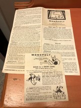 Vintage 1954 Monopoly Parker Brothers Board Game Rules Instructions Booklet both - £10.89 GBP