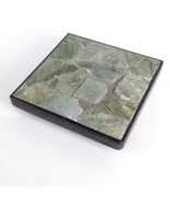 Pier 1 Imports 4.5&quot; Green Marble Stone Mosaic Candle Holder Trivet or Co... - $16.00