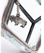 Recycled Art Glass Buffalo Ornament 3D Beveled Silver Bison Diamond Casp... - $19.90 CAD