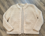 Vintage 50s MCM Sidney Gould Clasp Cardigan Sweater Ivory Cream Lined READ - $29.02