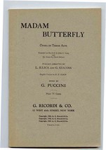 Madam Butterfly Opera Libretto G Puccini by G Ricordi  - £11.15 GBP