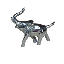 Vintage Chrome Elephant Figurine Japan Trunk Up - $278.12 MXN
