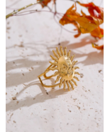 Sun Face Gold-Plated Stainless Steel Adjustable Ring – Celestial Stateme... - $33.22 CAD