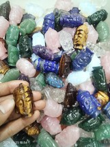 3pcs Set Random Pick Crystal Carved Buddha Head Stone Gemstone Gift 1.5-2inch - £22.91 GBP