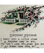 Happy Birthday Message Greeting Postcard 1920s Poem Cottage PCBG3D - €17,15 EUR