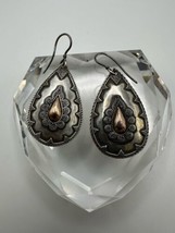 Vintage Sterling Silver 18k Ethnic Dangle Earrings 5.3cm - $118.80