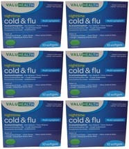 Lot Of 6 Cold Flu Relief Multi-Symptom NiteTime Liquid Capsules 10 Softg... - £15.78 GBP