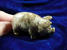 (Y-PIG-ST-716) PIG Piggy GRAY BROWN JASPER gemstone FIGURINE carving CUT... - £14.01 GBP