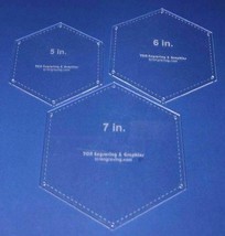 Hexagon Templates. 5&quot;, 6&quot;, 7&quot; - Clear w/Guide Line Holes 1/8&quot; - £23.06 GBP