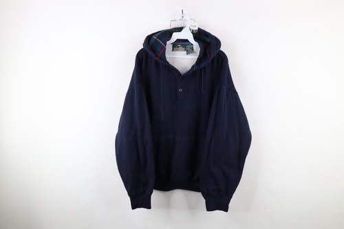 Vintage 90s Streetwear Mens L Blank Double Wall Thermal Lined Henley Hoo... - £74.43 GBP