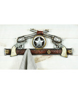 Western Cowboy Dual Revolver Guns With Western Star 4-Peg Coat Wall Hook... - $33.99
