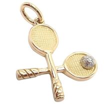 Rare Vintage Tiffany &amp; Co. 18k Yellow + White Gold Tennis Rackets Diamon... - $3,250.00
