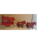 CAST IRON  OVERLAND CIRCUS 4 HORSE DRAWN WAGON TOY LARGE - $185.00