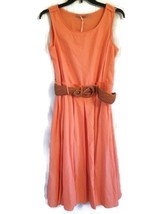 Amazon Collection Women&#39;s Size S Bright Orange Belted Long Pleated Dress - £28.60 GBP