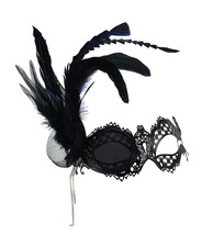 Scratch &amp; Dent Steampunk Masquerade Metal Lace Monocle Eye Feather Mask with - £11.62 GBP