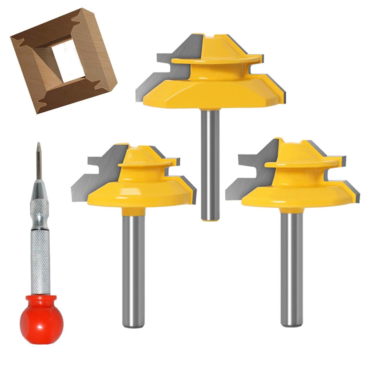 1/4 Inch Shank 45 Degree Lock Miter Router Bit, 1/2&quot;, 5/8&quot;, 3/4&quot; Cutting, 3 - $39.96