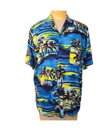  Vtg Pineapple Connections Mens L Hawaiian Shirt Palm Trees Sunset Islan... - $23.53 CAD