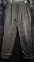 Nina Leonard Yoga Pants Women 1X Black leather Polyester Flat Front Stra... - £18.09 GBP
