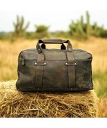 Handmade Full-Grain Leather Duffle Bag: Vintage Weekender Travel Bag - $6,560.73 MXN
