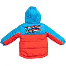 Captain America Shield Logo Puffy Kids Youth Jacket Blue - $36.98