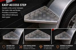 (4) Aluminum Trailer Fender Step Diamond Plate Corner Step 7.87" Bolt-On... - $98.95