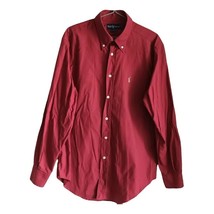Ralph Lauren Men&#39;s Red Burgundy Yarmouth Long Sleeve Button Up Logo Shir... - £25.51 GBP