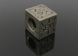 925 Sterling Silver - Vintage Smart Crazy Cute Sexy Square Bead Pendant - PT8200 - £24.80 GBP