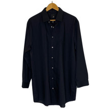 J Ferrar Mens size XL 17-17 1/2 32-33 Long Sleeved Button Front Shirt Bl... - £17.77 GBP