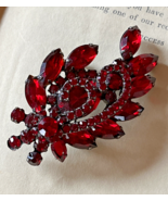 Juliana D&amp;E Verified Red Layered Swirl Japanned Finish Back Brooch Pin - £101.60 GBP