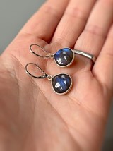 Boucles d&#39;oreilles 100 % naturelles en labradorite boucles d&#39;oreilles en arge... - £18.62 GBP