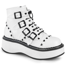 DEMONIA EMILY-315 2&quot; Women&#39;s 2&quot; Platform Lace-Up White Buckle Strap Ankle Boot - £77.93 GBP