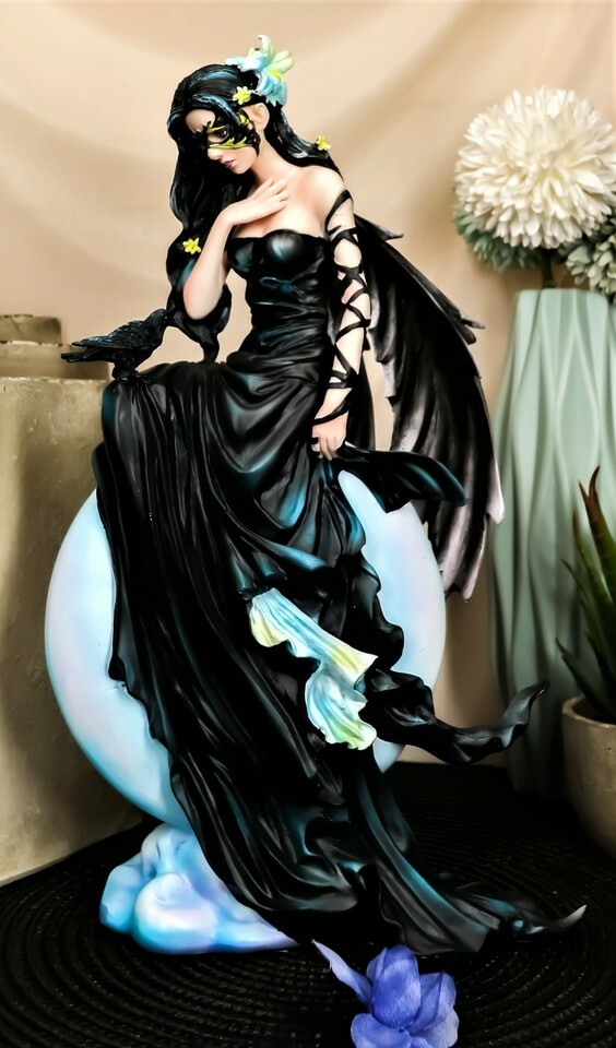 Ebros Large Gothic Lunar Eclipse Raven Fairy Statue 11&quot;H Nene Thomas Dar... - $79.99