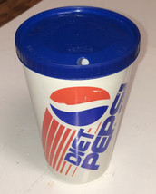 Diet Pepsi Vintage Plastic Promo Cup Pescor Plastics 32 Oz W/ Lid 1990’s - £8.80 GBP