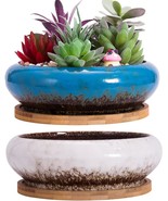 Large Succulent Planters Pots With Drainage, 6 Point 1 Ceramic Bonsai Po... - $49.75 CAD