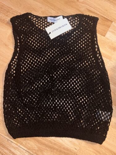 Medium We Wore What Crochet Ruched Crop Top in Black BNWTS Retails $85 - $29.99