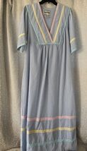 Saybury Seersucker House Dress Sz. Medium Smocked Pastel Stripe Vintage ... - $23.44