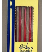 7 Emkay Candles Flower Tapers 15&quot; Long Dark Pink Skinny Seven Unused Can... - £10.59 GBP