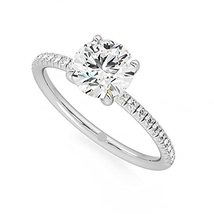 IGI 1.61 Ct- Round Cut Lab Grown Diamond Engagement Ring With Accent In 14k Gold - £3,577.74 GBP