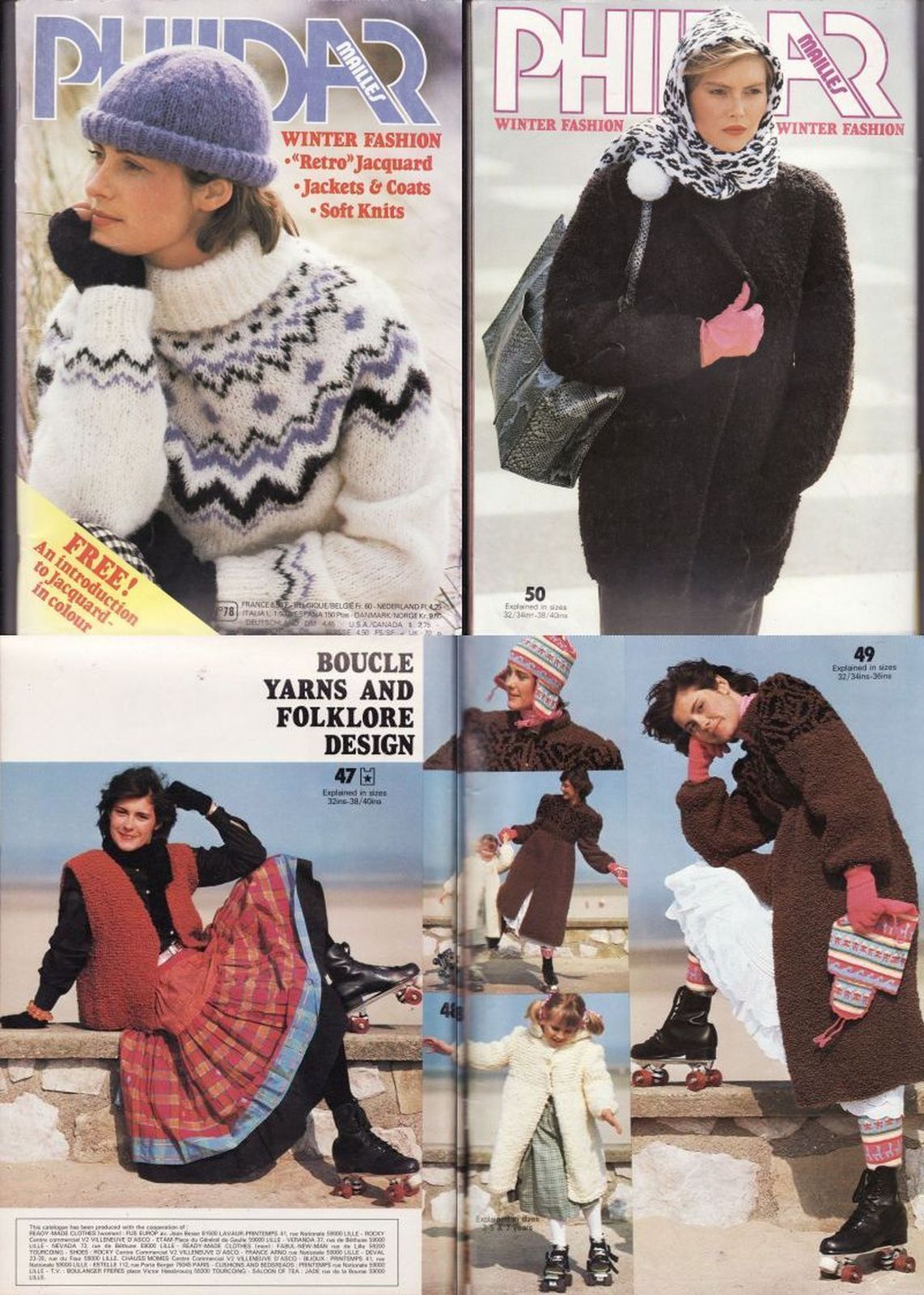 Phildar #78 Winter Fashion Retro Jacquard 50 Designs Jacket Coat Knit Patterns - $13.99