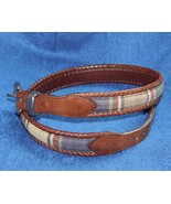 Men&#39;s Plaid Canvas &amp; Braided Leather Edge Waist Belt Size: 30 - £8.62 GBP
