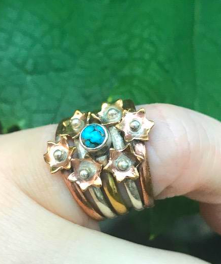 Special Sale, Adorable Blue Turquoise Ring, 925 Silver and Copper, Size 6.5 or N - $18.40