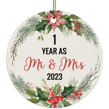 1st Wedding Anniversary Ornament 1 Years As Mr And Mrs Wreath Christmas Gift - £11.86 GBP